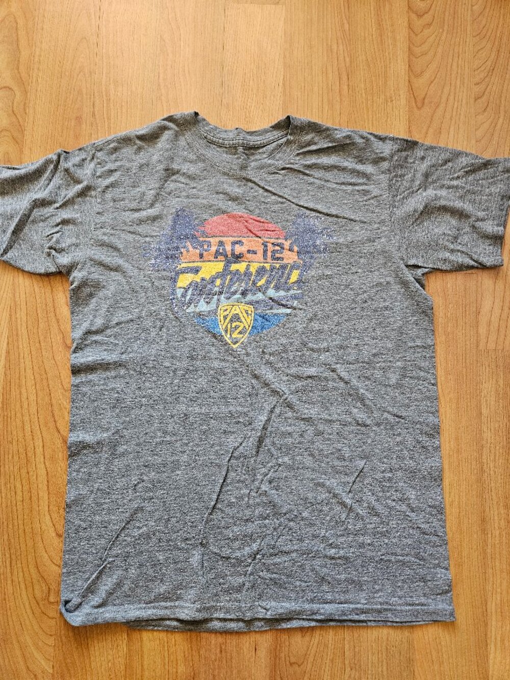 Men's Gray Tee by Fanatics with colorful Pac 12 Conference graphic - Large